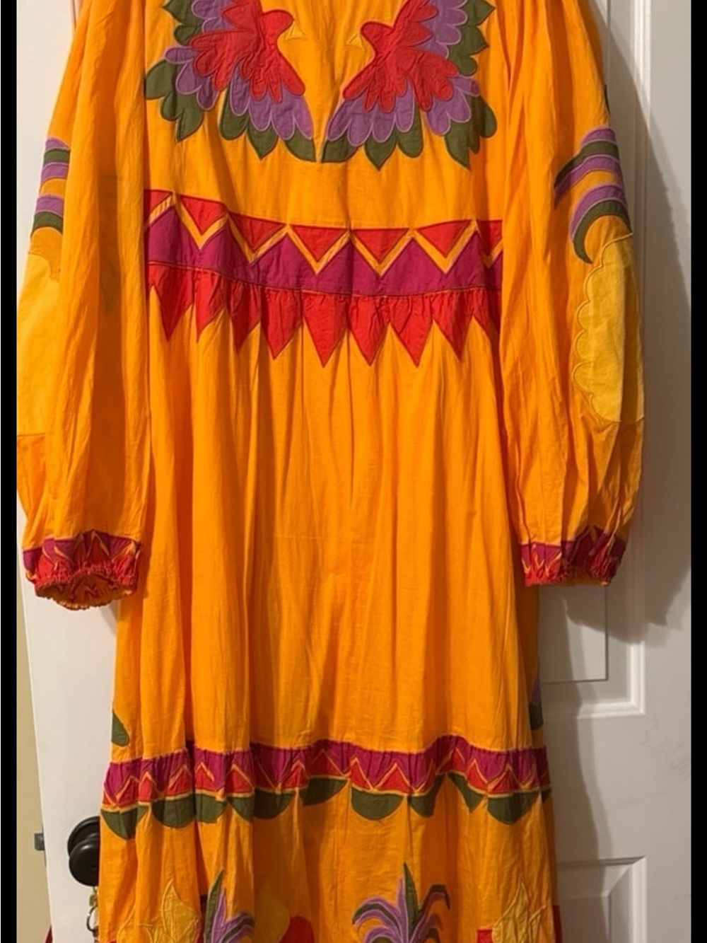 FARM Rio Vibrant Yellow Maxi Dress with Multicolor Embroidery